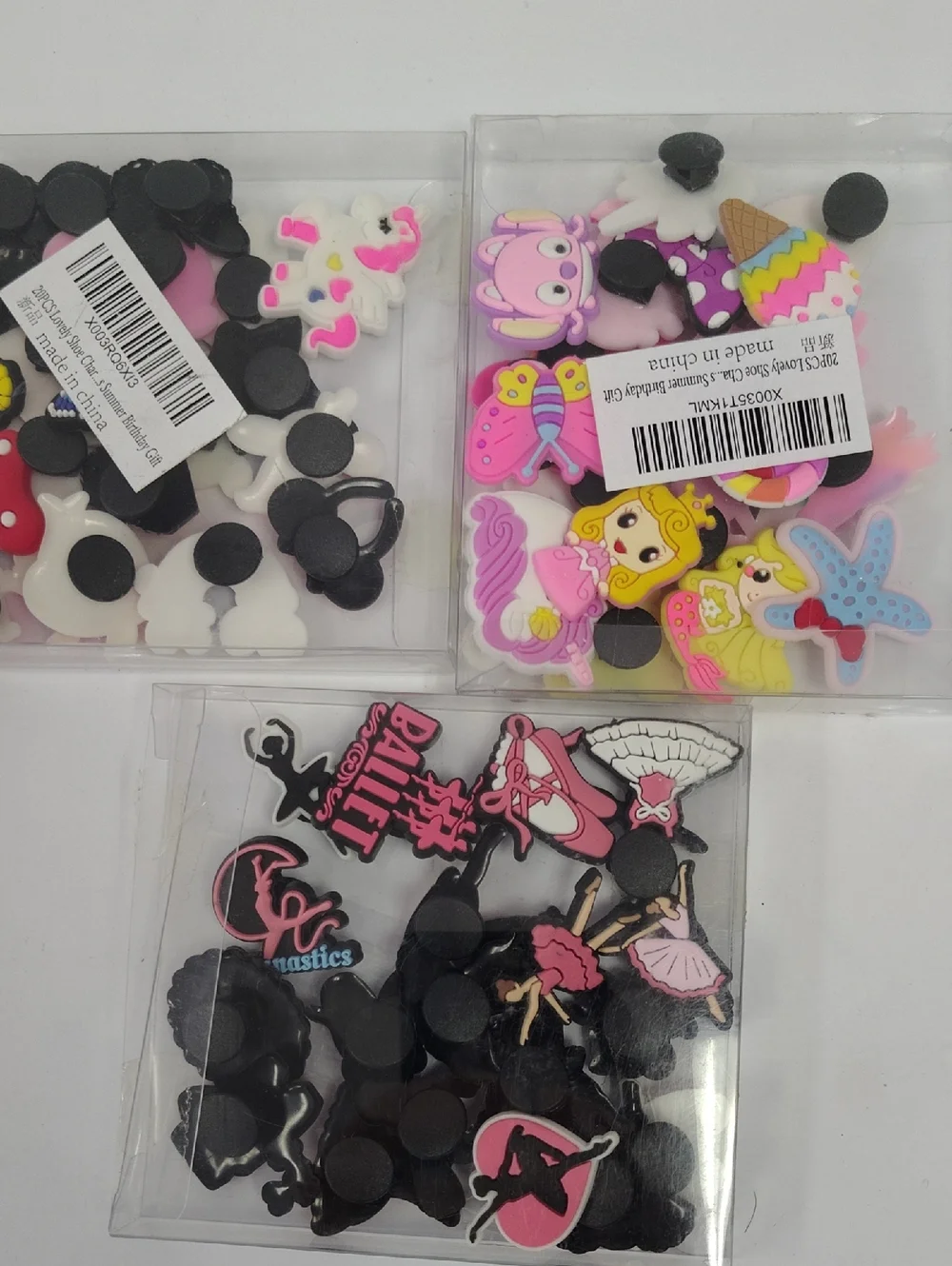 3 Packages Of Colorful Shoe Charms